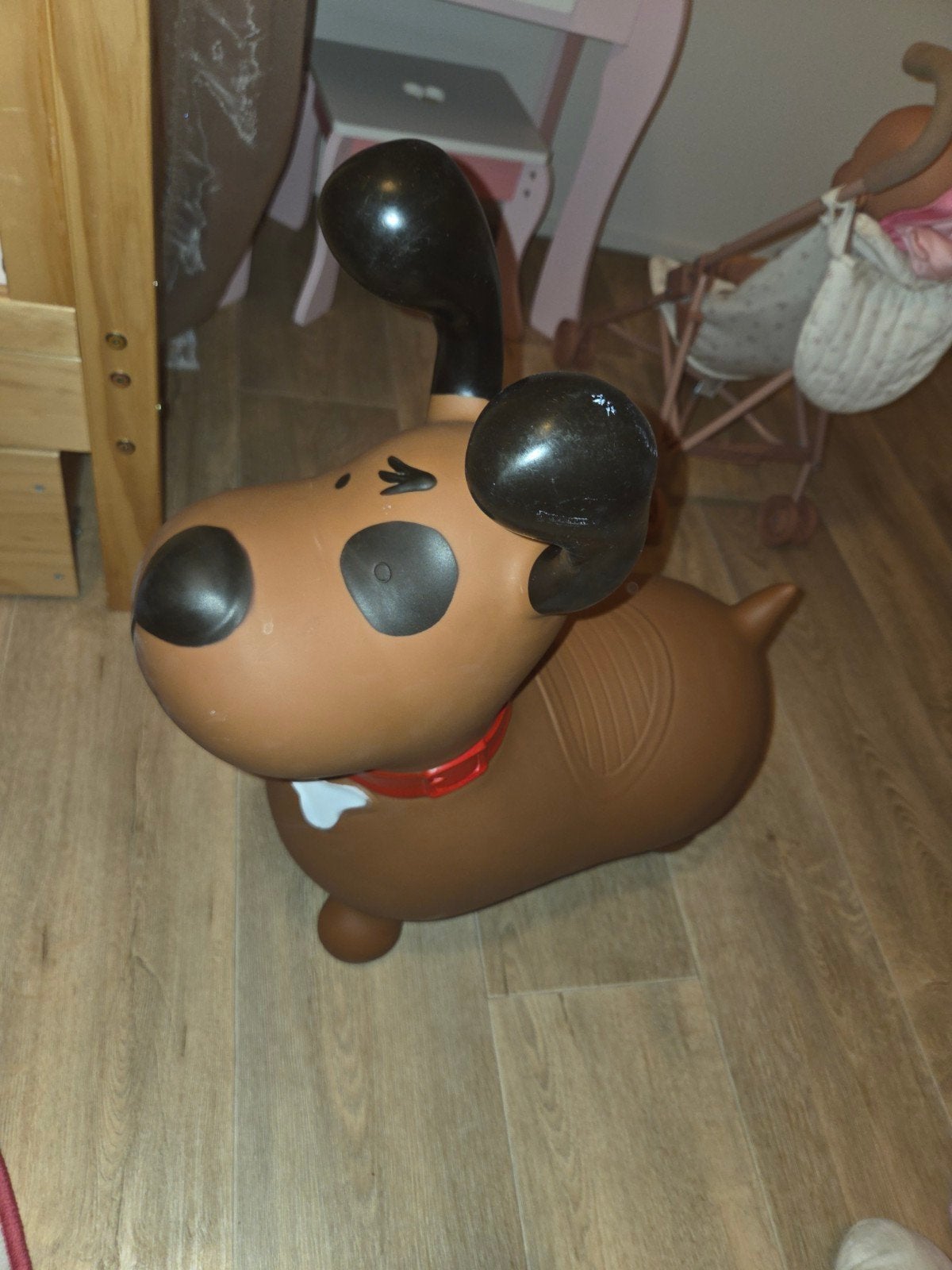 Bruine opblaasbare hond springdier voor kinderen, Ophalen, Gebruikt, Jongen of Meisje