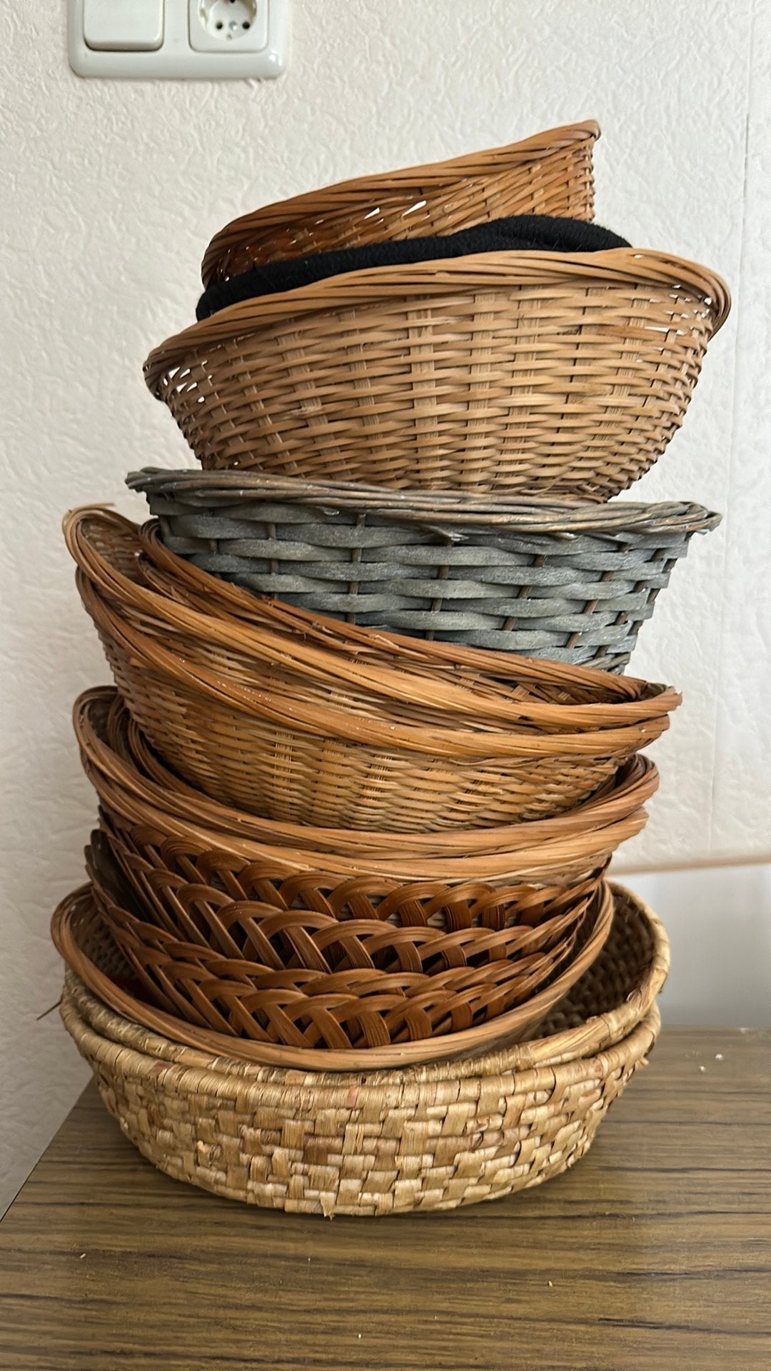 Rieten Mandjes, Ophalen of Verzenden, Gebruikt, Rechthoekig, Riet