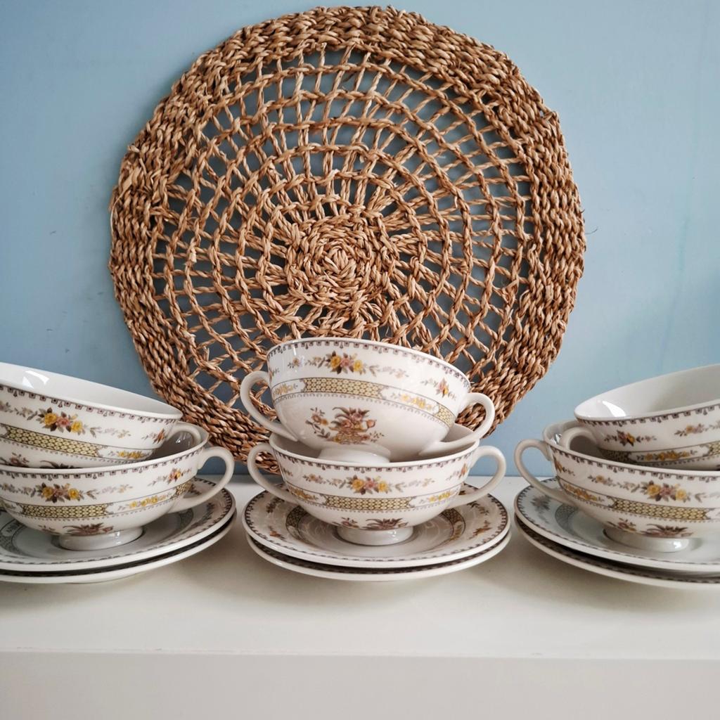 Royal Doulton 'Hamilton', 6 soepkommen met schotels, Antiek en Kunst, Antiek | Servies los, Ophalen of Verzenden