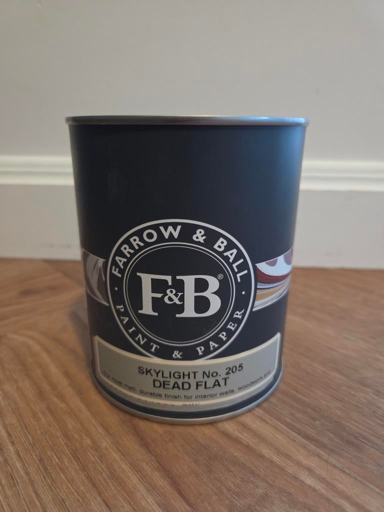 Farrow & Ball Skylight No. 205 Dead Flat verf 750ml, Blauw, Nieuw, Ophalen of Verzenden, Verf