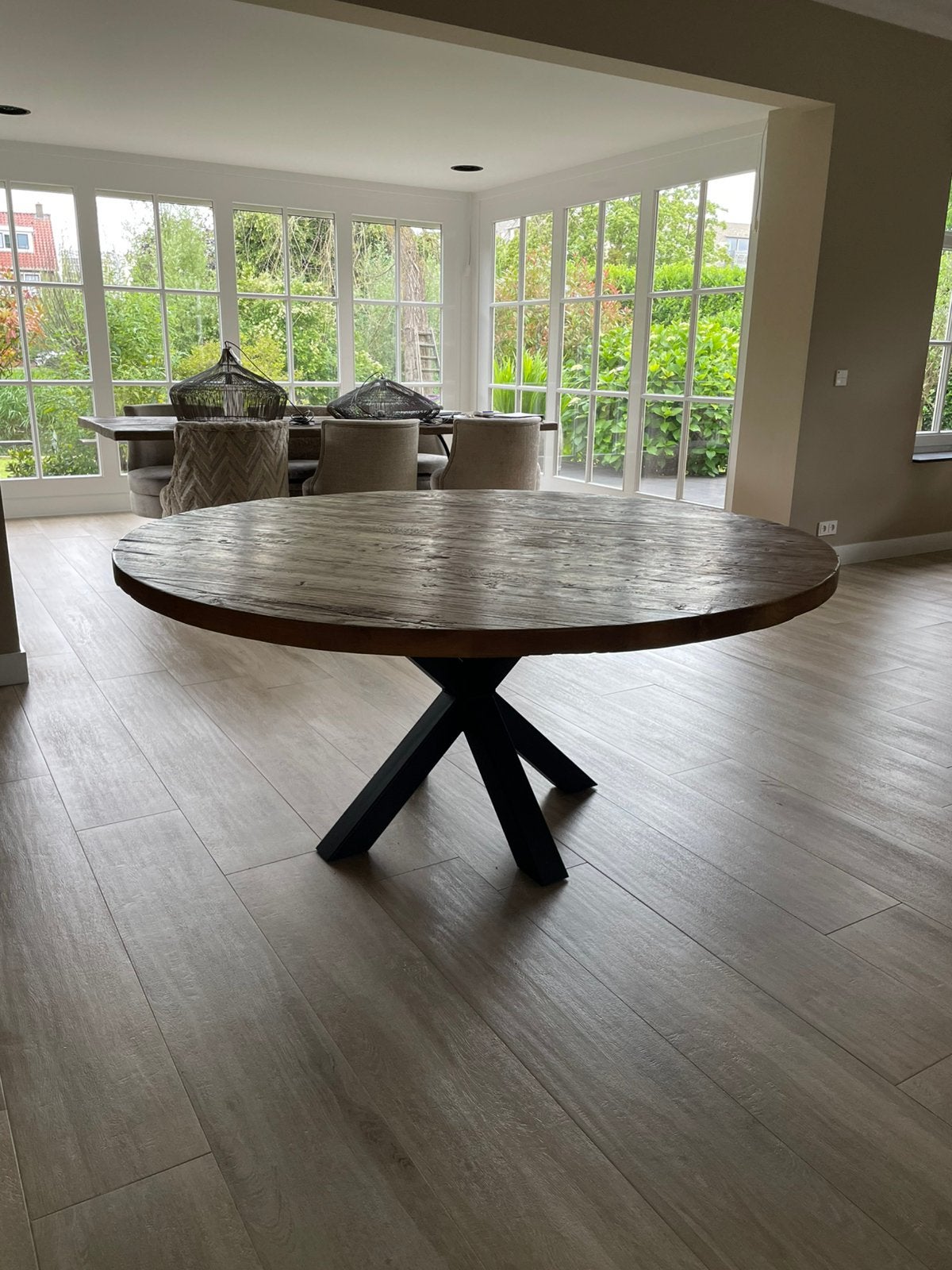 Ronde eettafel 170 cm, Ophalen, 100 tot 150 cm, Rond, Zo goed als nieuw