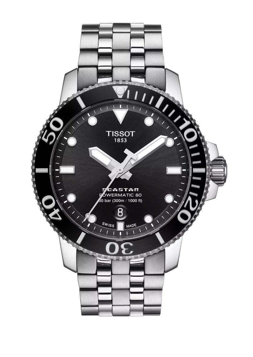 Tissot Seastar 1000 Powermatic 80 (43mm) – Zwart / Staal, Ophalen, Zo goed als nieuw