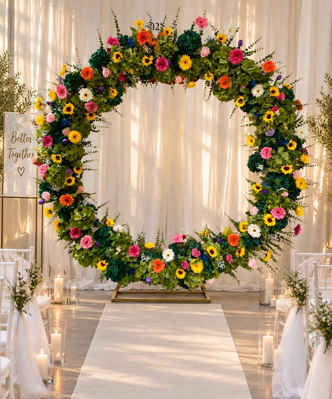 Bloemenboog 2 meter – te huur voor Feesten en Evenementen, Ophalen, Nieuw, Geboorte of Huwelijk