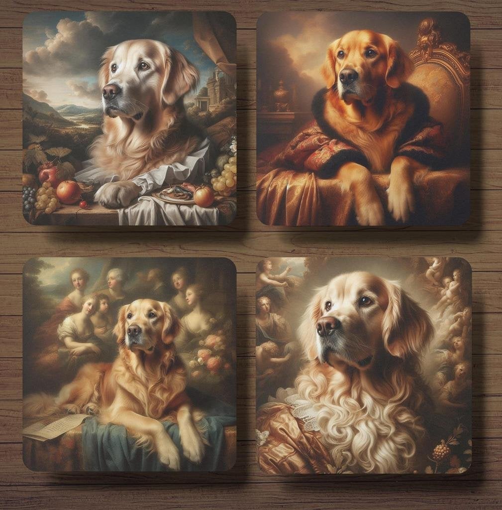 Golden Retriever Barok onderzetters met houder, Ophalen of Verzenden, Nieuw
