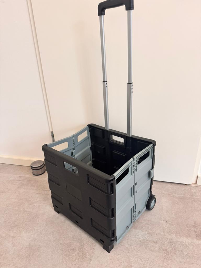 Trolley met vouwkrat / Boodschappenkrat | Inklapbaar, Doe-het-zelf en Verbouw, Doos, 100 cm of meer, 60 cm of meer, Minder dan 35 cm