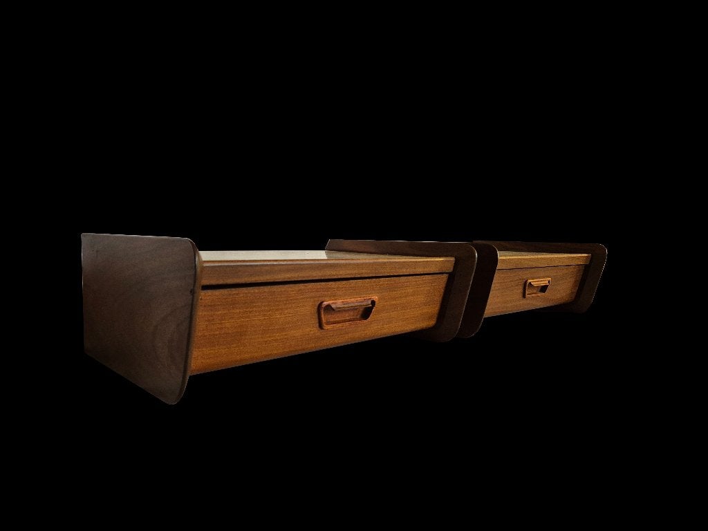 Prachtige teak Deens design wand kastjes floating cabinet, Met plank(en), Gebruikt, Teakhout, Ophalen of Verzenden