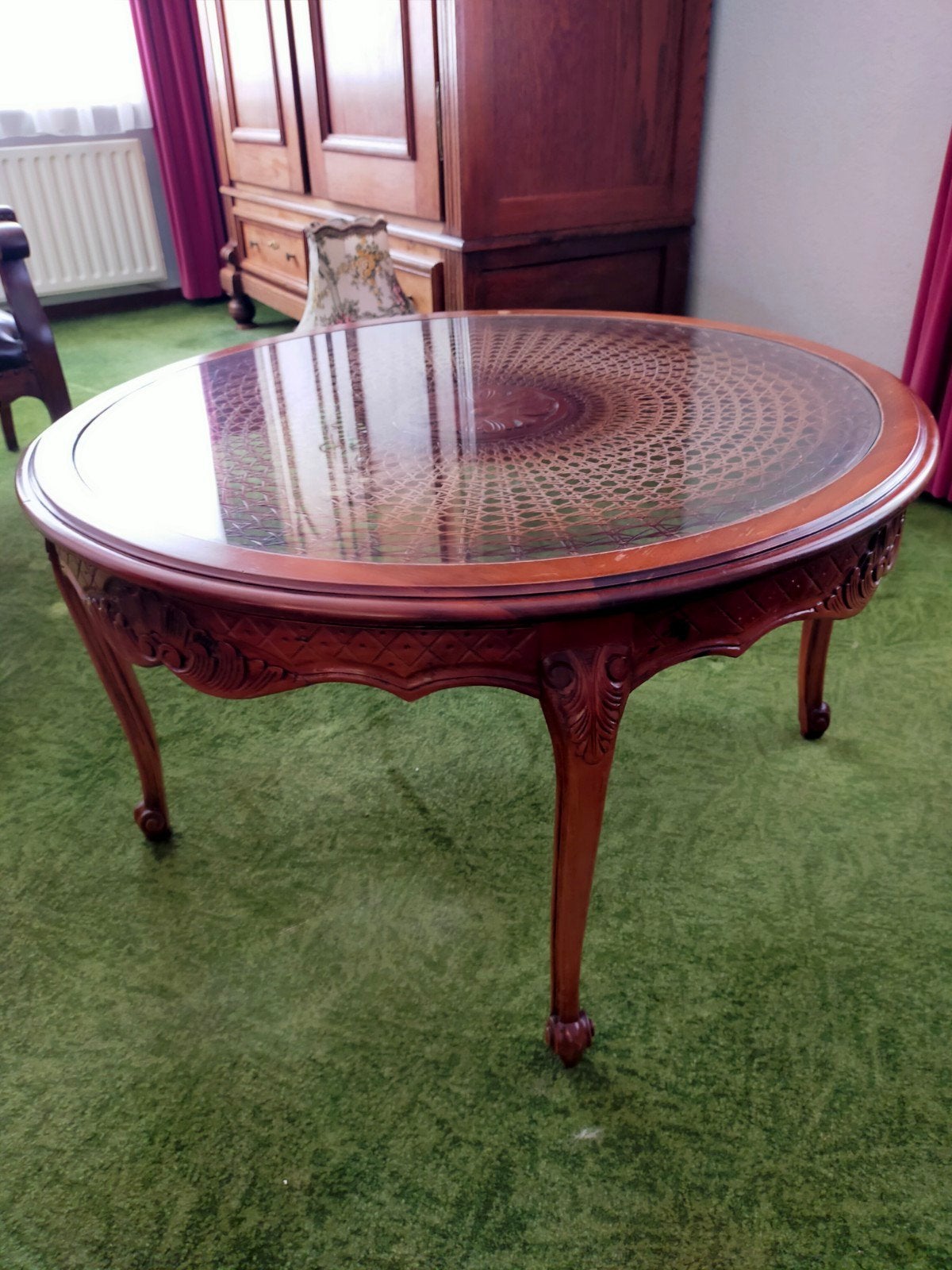 ronde salontafel met glasplaat, Huis en Inrichting, Ophalen, 50 tot 100 cm, Rond, 50 tot 100 cm