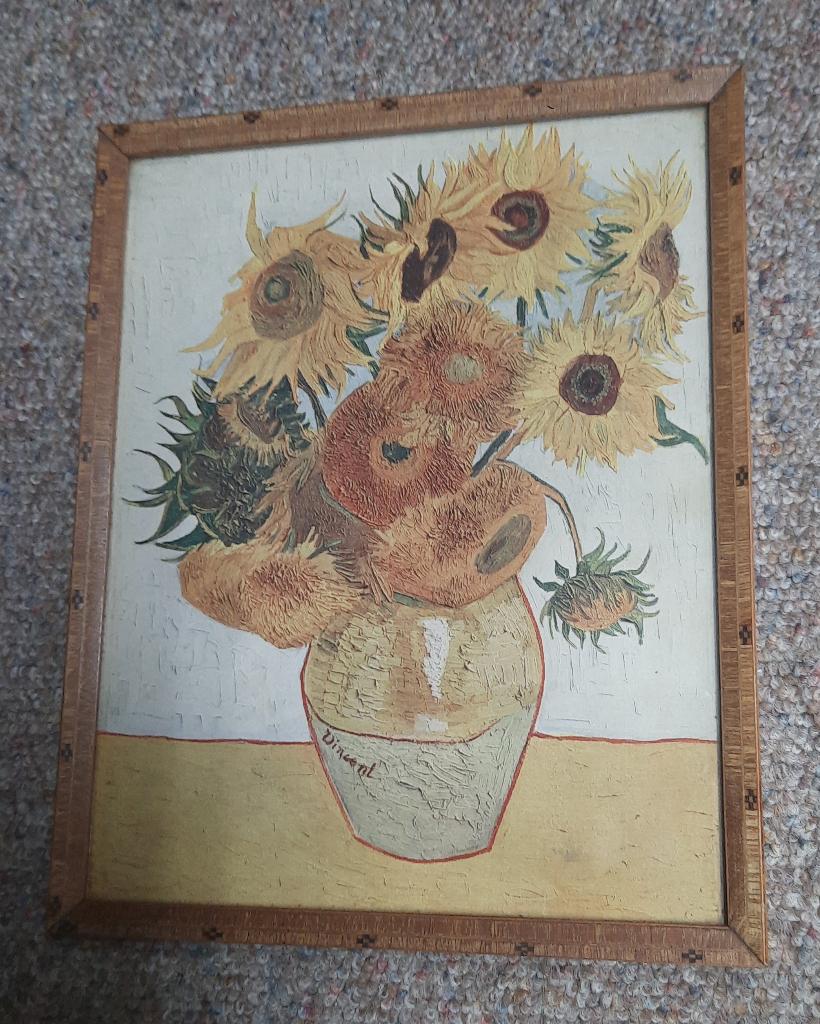 Reproductie Zonnebloemen van Vincent van Gogh in lijst, Minder dan 50 cm, Ophalen of Verzenden, Minder dan 50 cm, Print