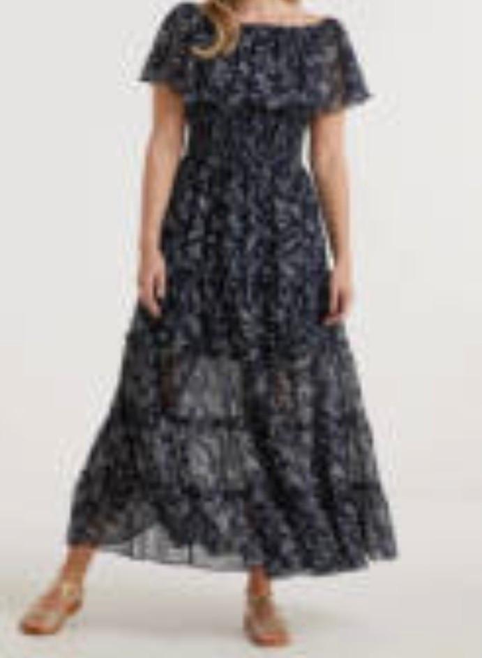Miljuschka jurk - Donkerblauwe  on off shoulder maxi jurk, Miljuska by Wehkamp, Blauw, Maat 46/48 (XL) of groter, Ophalen of Verzenden