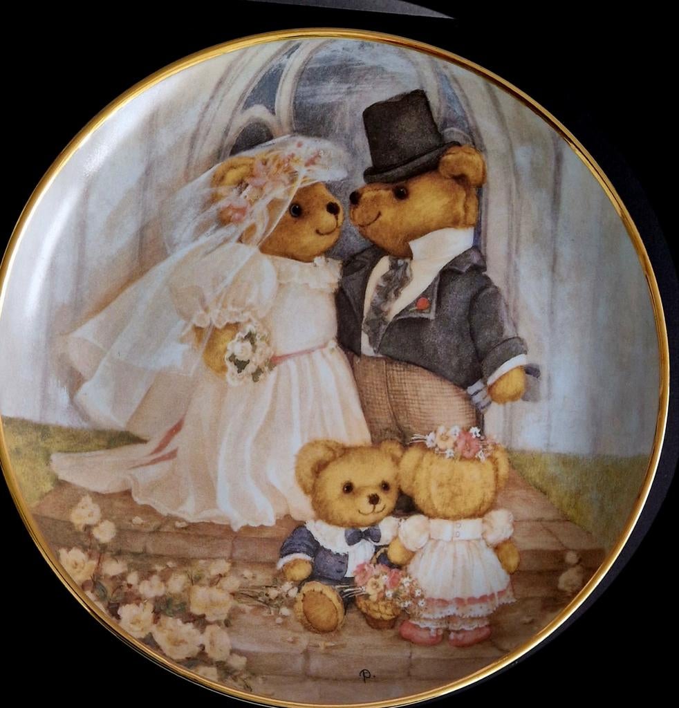 Poselein Beren Bordje ( Just married ), Ophalen of Verzenden, Zo goed als nieuw, Overige typen, Overige merken