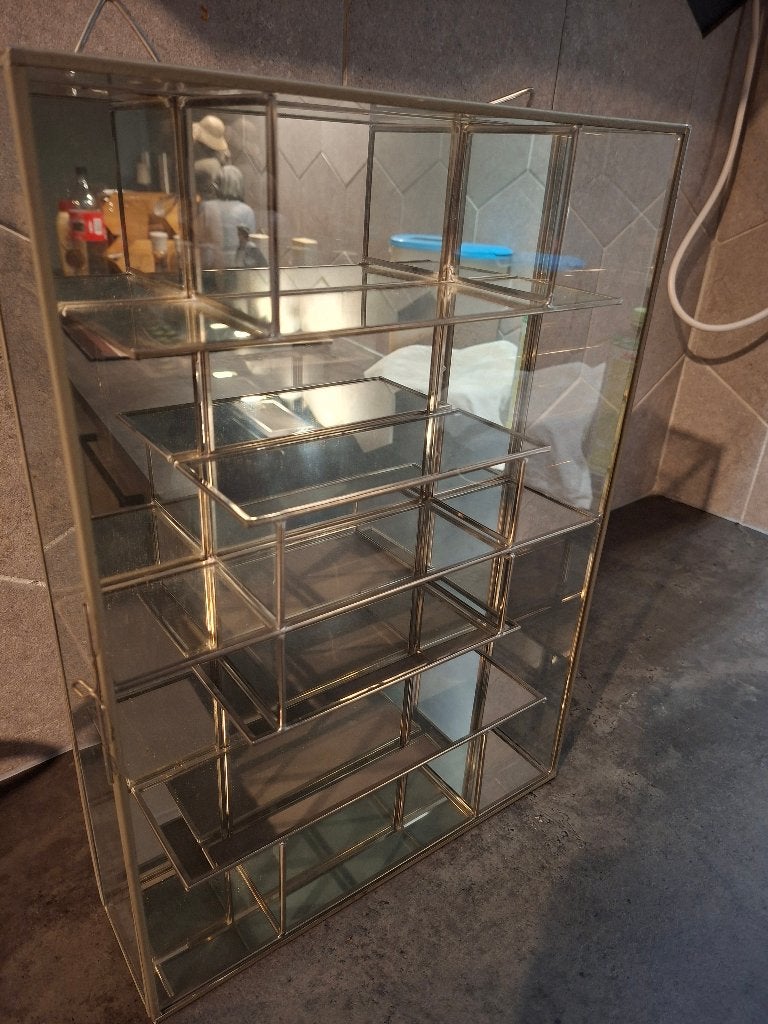 Glazen vitrinekastje met spiegelachterwand, Huis en Inrichting, Ophalen, Met plank(en), 50 tot 100 cm, Minder dan 100 cm