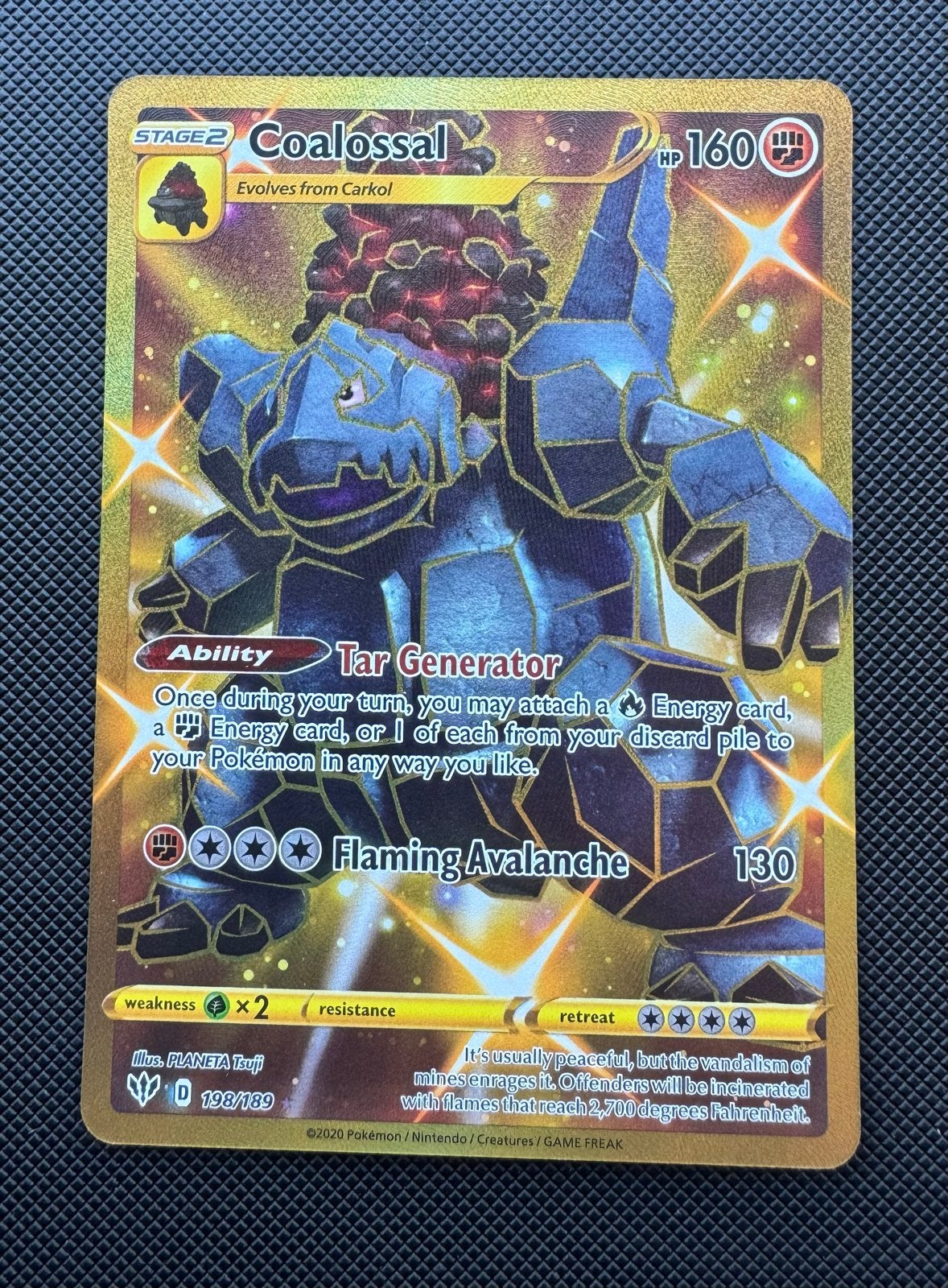 Coalossal VMAX #198 - Gold Secret Rare - Pokémon Kaart, Ophalen of Verzenden, Zo goed als nieuw, Losse kaart, Foil