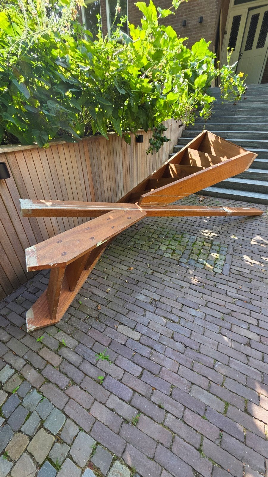 Hardhouten trap kwart linksdraaiend met traphekje, Ophalen, Gebruikt, Trap, 2 tot 4 meter