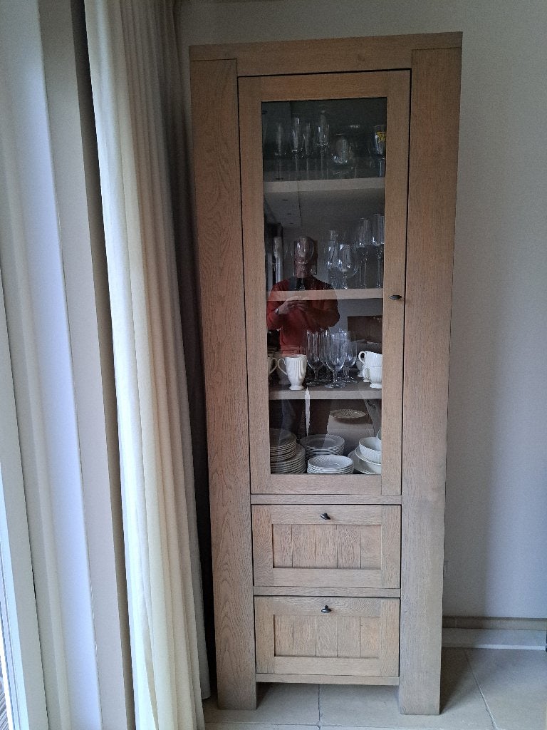 Vitrinekast, Ophalen, Gebruikt, 200 cm of meer, Eikenhout