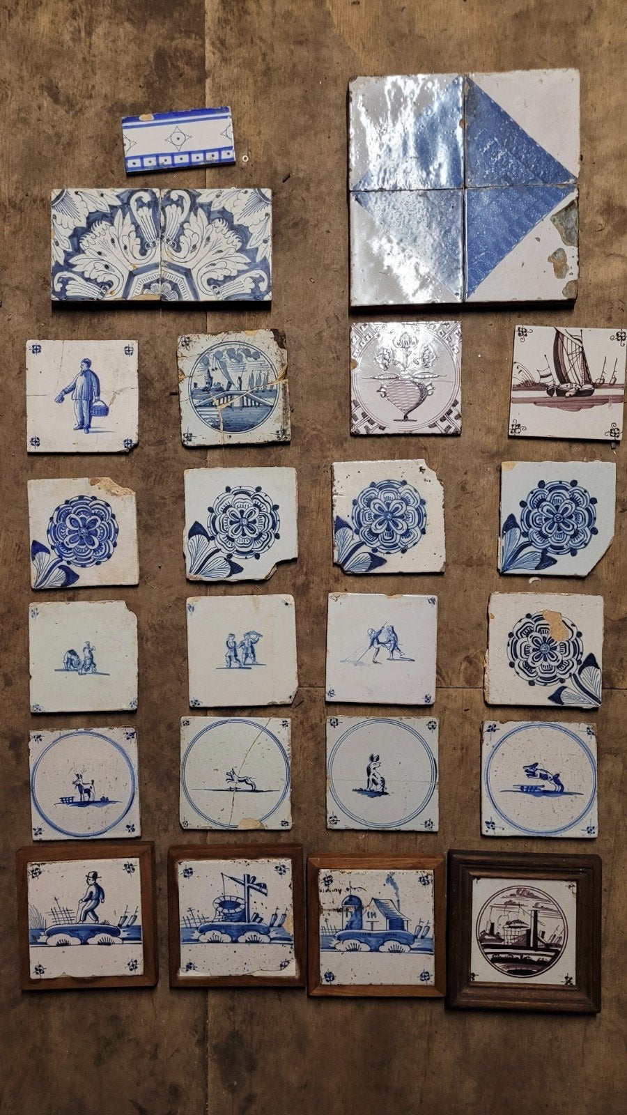 Antieke Delftse tegels - Diverse patronen en scènes, Antiek en Kunst, Ophalen