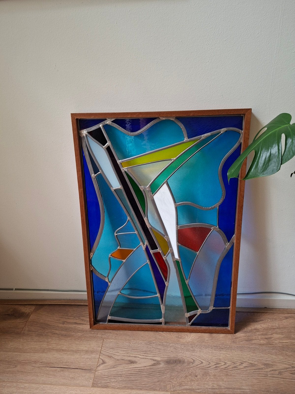 glas-in-lood raam 60x90 cm. titel: De Dans, Ophalen