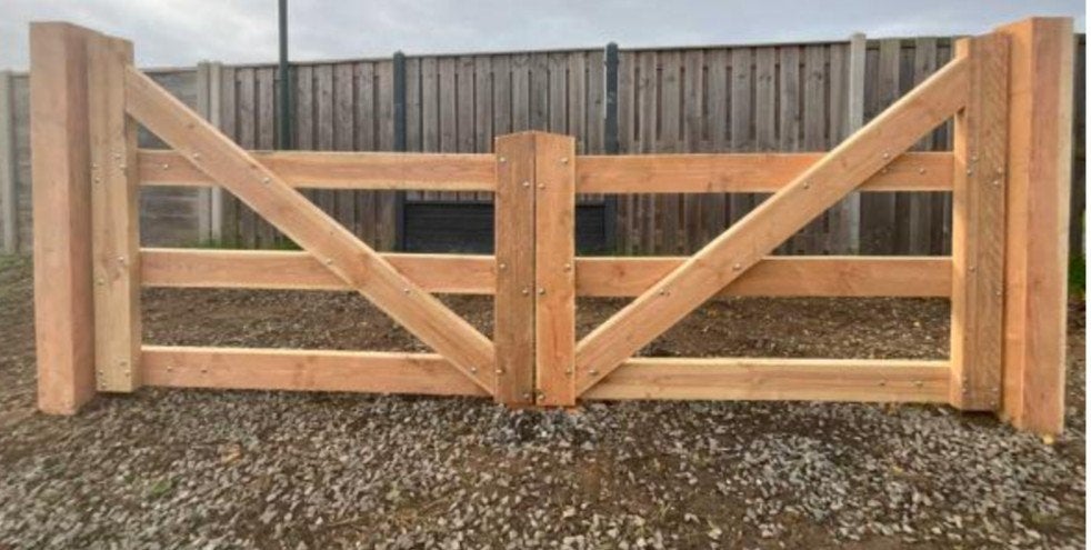 Dubbele Douglas poort 400x100 cm - Nieuw in bouwpakket, Ophalen, Met poort, Nieuw, Tuinhek