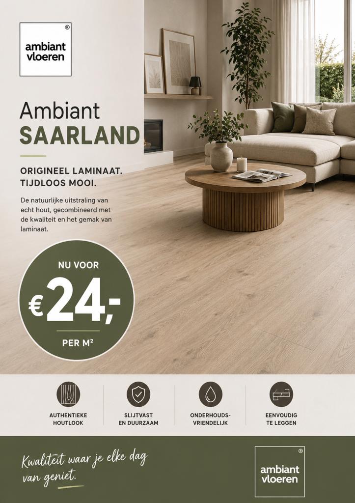 10% korting Ambiant Saarland laminaat waterbestendig, Ophalen, 75 m² of meer, Wit, Zo goed als nieuw