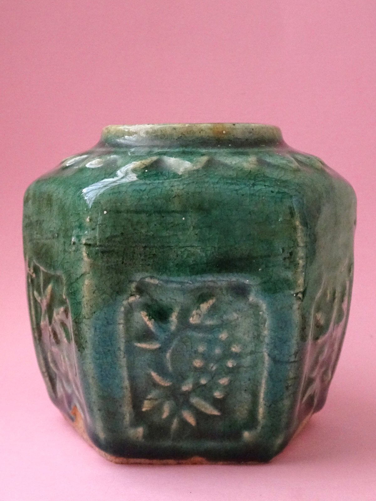 Antiek vintage gemberpot groen keramiek vaas pot design, Ophalen
