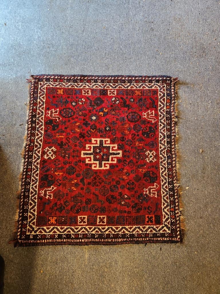 Handgeweven Iraans tapijt - 100% wol - 108x112 cm, Gebruikt, Traditioneel Iraans, Perzisch, Vierkant, Ophalen of Verzenden