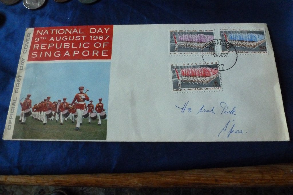 Postzegels - 1e dag envelop Singapore 1967 National day, Ophalen of Verzenden, Beschreven, Rest van de wereld
