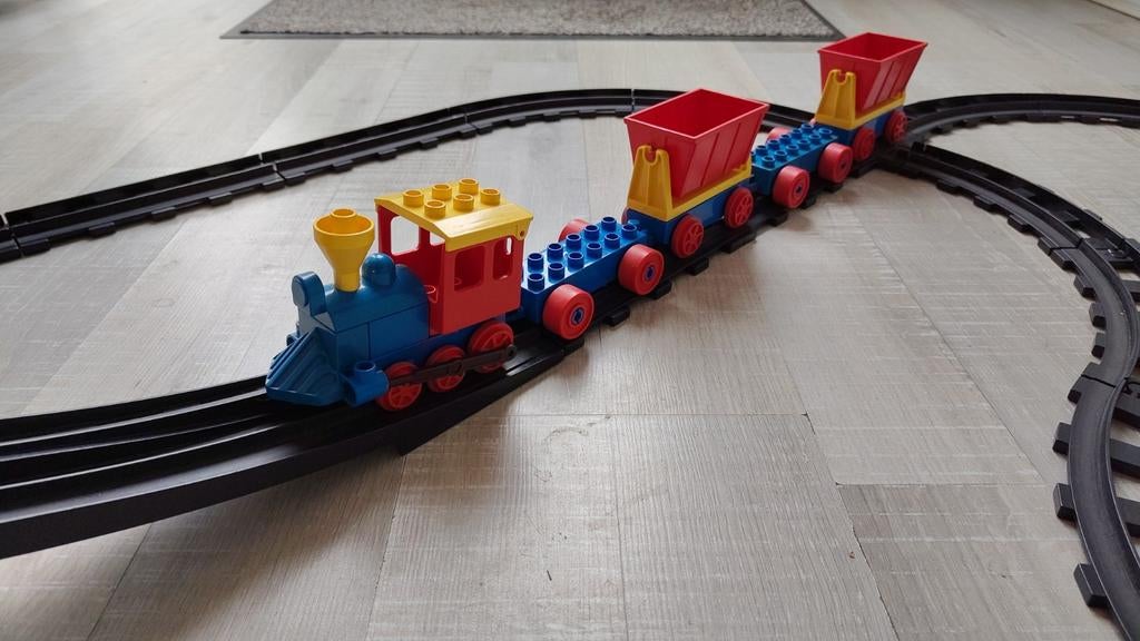 Vintage Lego Duplo trein Compleet met rails en brug, Ophalen, Compleet, Gebruikt, Overige thema's