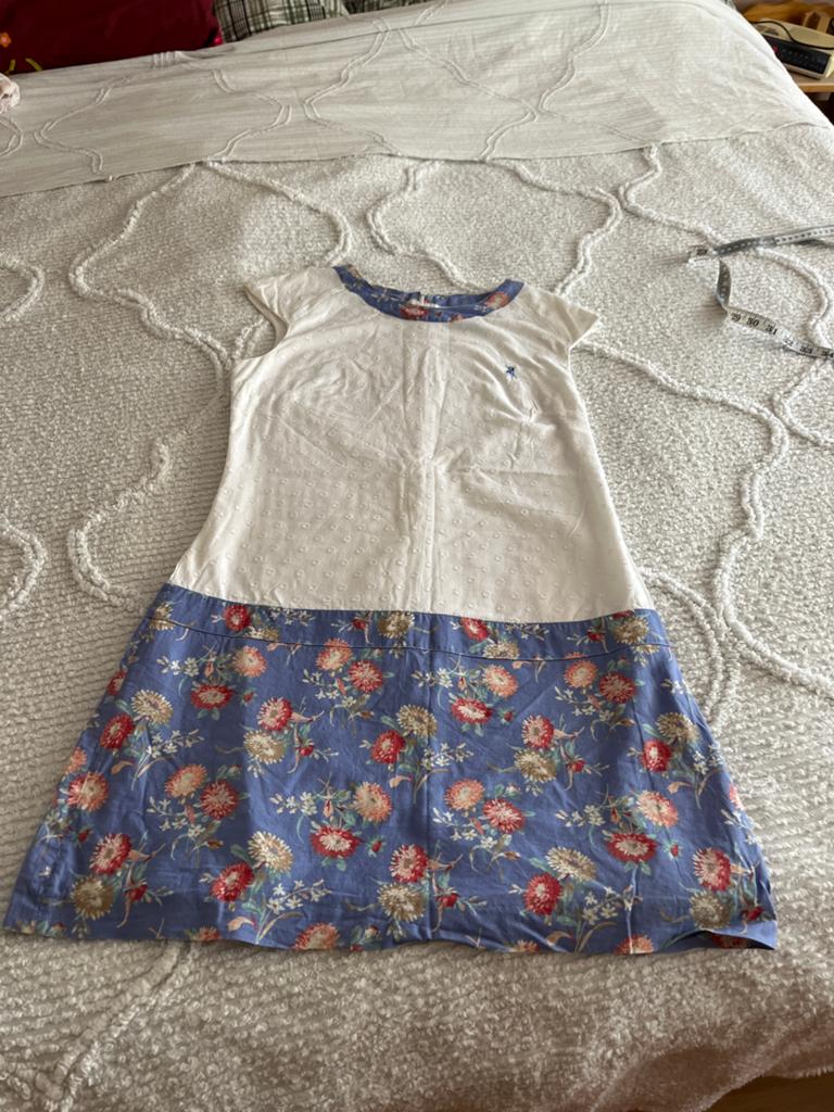 Zomerjurk La jaca maat 38, wit met bloemenprint, Kleding | Dames, Maat 38/40 (M), Wit, Ophalen of Verzenden, Zo goed als nieuw