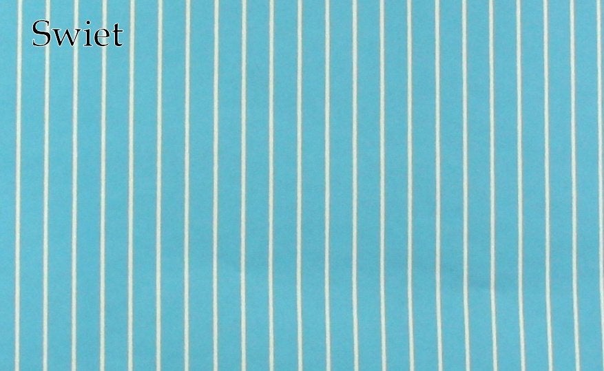 5738 Vintage streepjesbehang turquoise aqua blauw wit swiet, Ophalen of Verzenden, Blauw