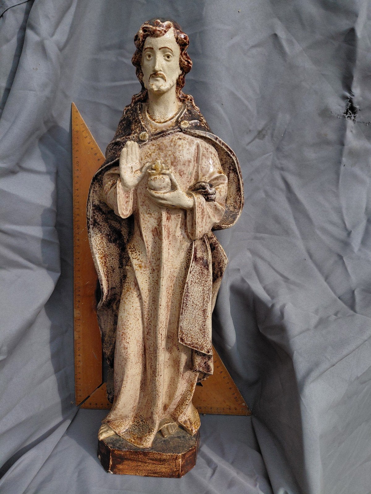 Antiek Heilig Hart beeld - Religieuze kunst, Ophalen of Verzenden