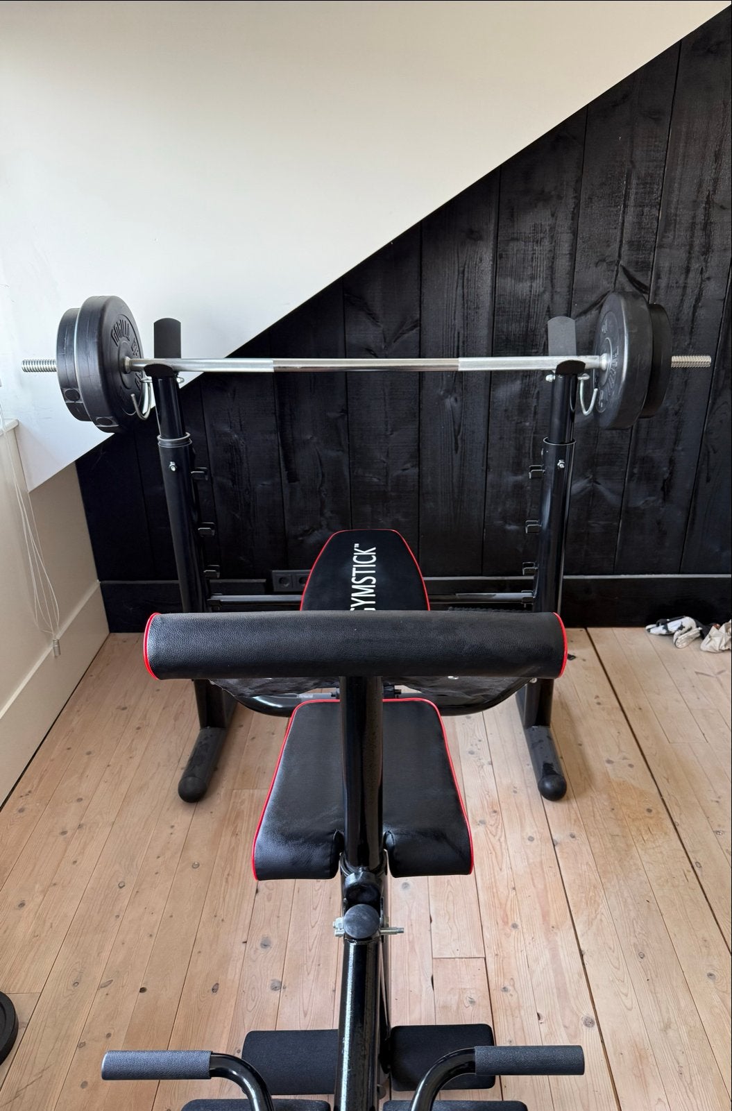 Gymstick fitnessbank met 30kg gewichten, Sport en Fitness, Fitnessmaterialen, Ophalen of Verzenden, Gebruikt, Armen, Fitnessbank