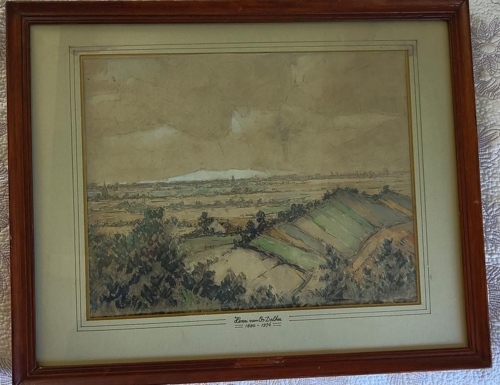 Landschap aquarel, gesigneerd Henri van Os-Delhez (1880–1976, Ophalen