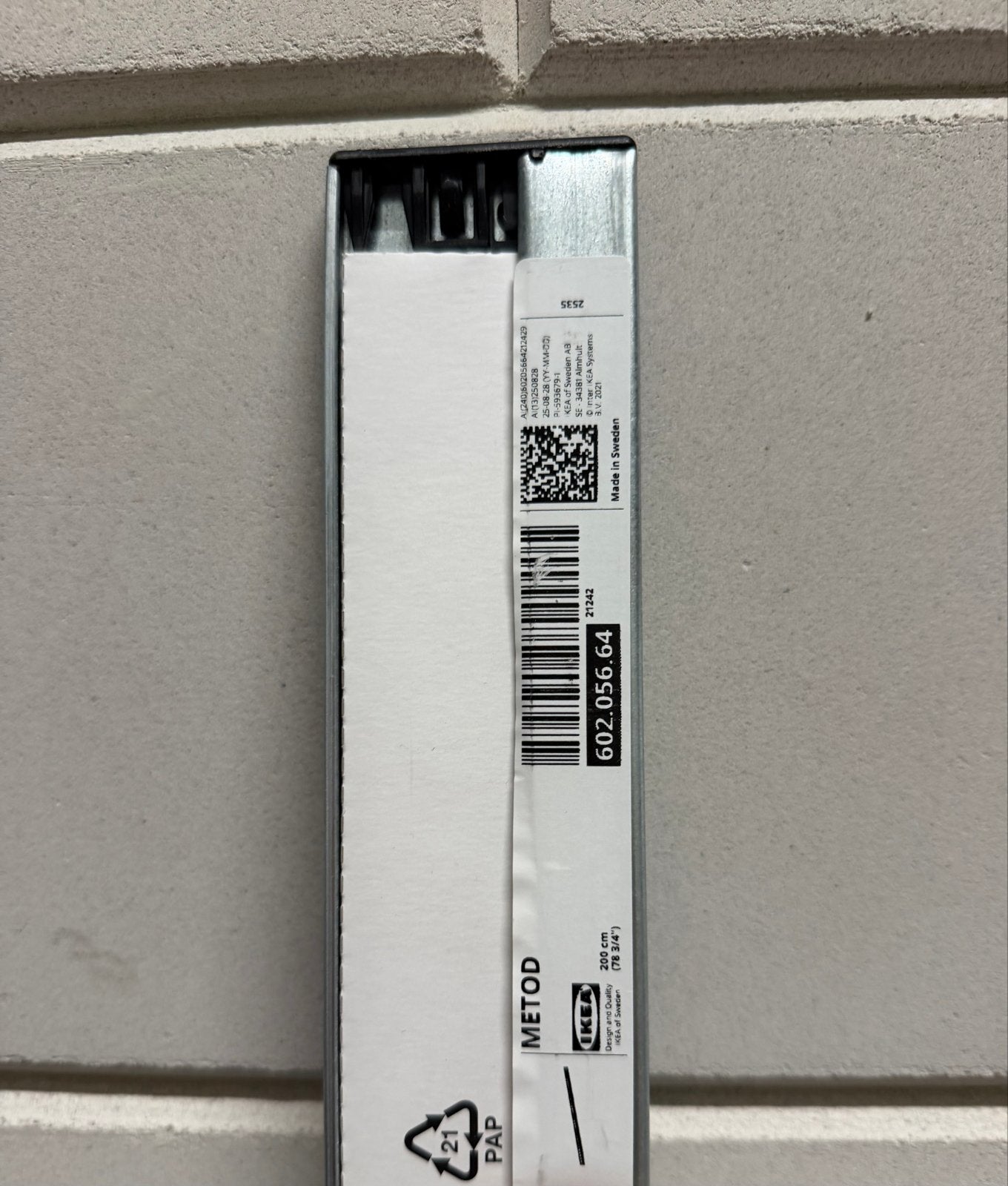 IKEA Metod ophangrail 200 cm, Ophalen, Nieuw