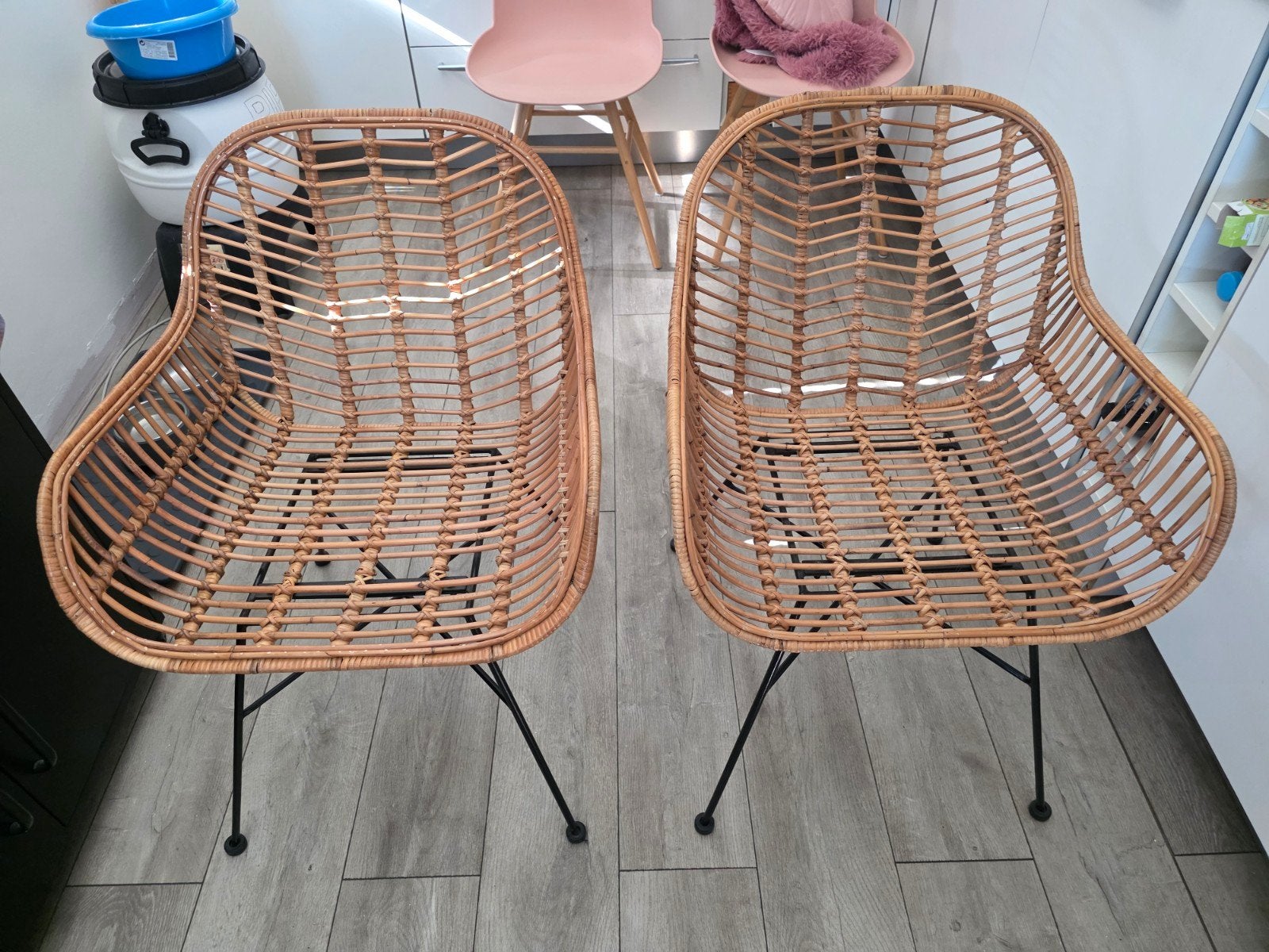 Stevige rotan stoelen 2 stuks, Ophalen, Gebruikt, Rotan