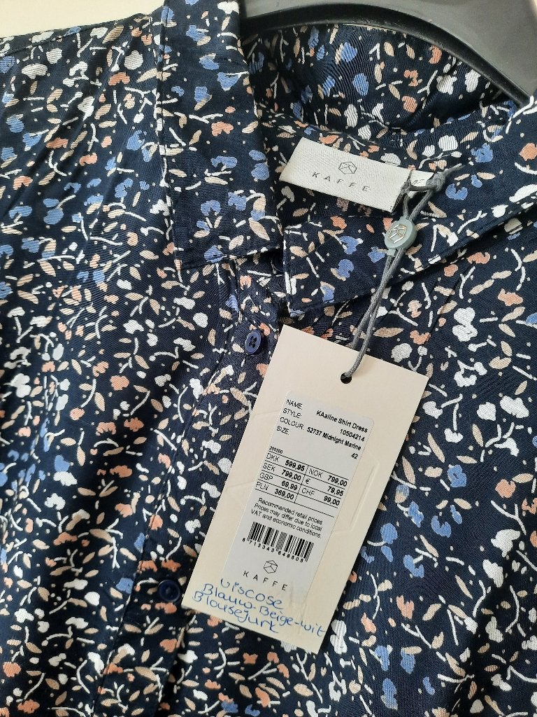 NIEUWE Kaffe jurk mt 42 blauw, oranje, wit nieuwprijs €79,95, Blauw, Kaffe, Maat 42/44 (L), Nieuw