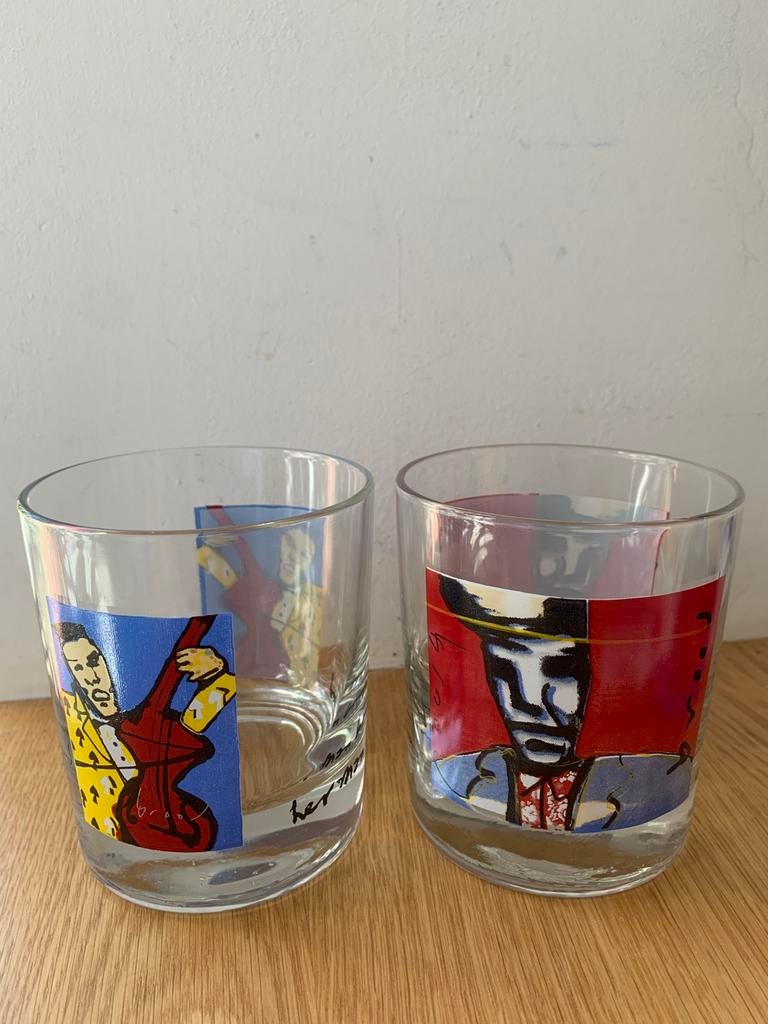 Herman brood whisky glazen, Glas of Glazen, Gebruikt, Ophalen of Verzenden, Glas