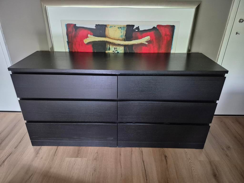 Ikea Malm ladekast zwart, 6 lades, Ophalen, 5 laden of meer, 150 tot 200 cm, Zo goed als nieuw