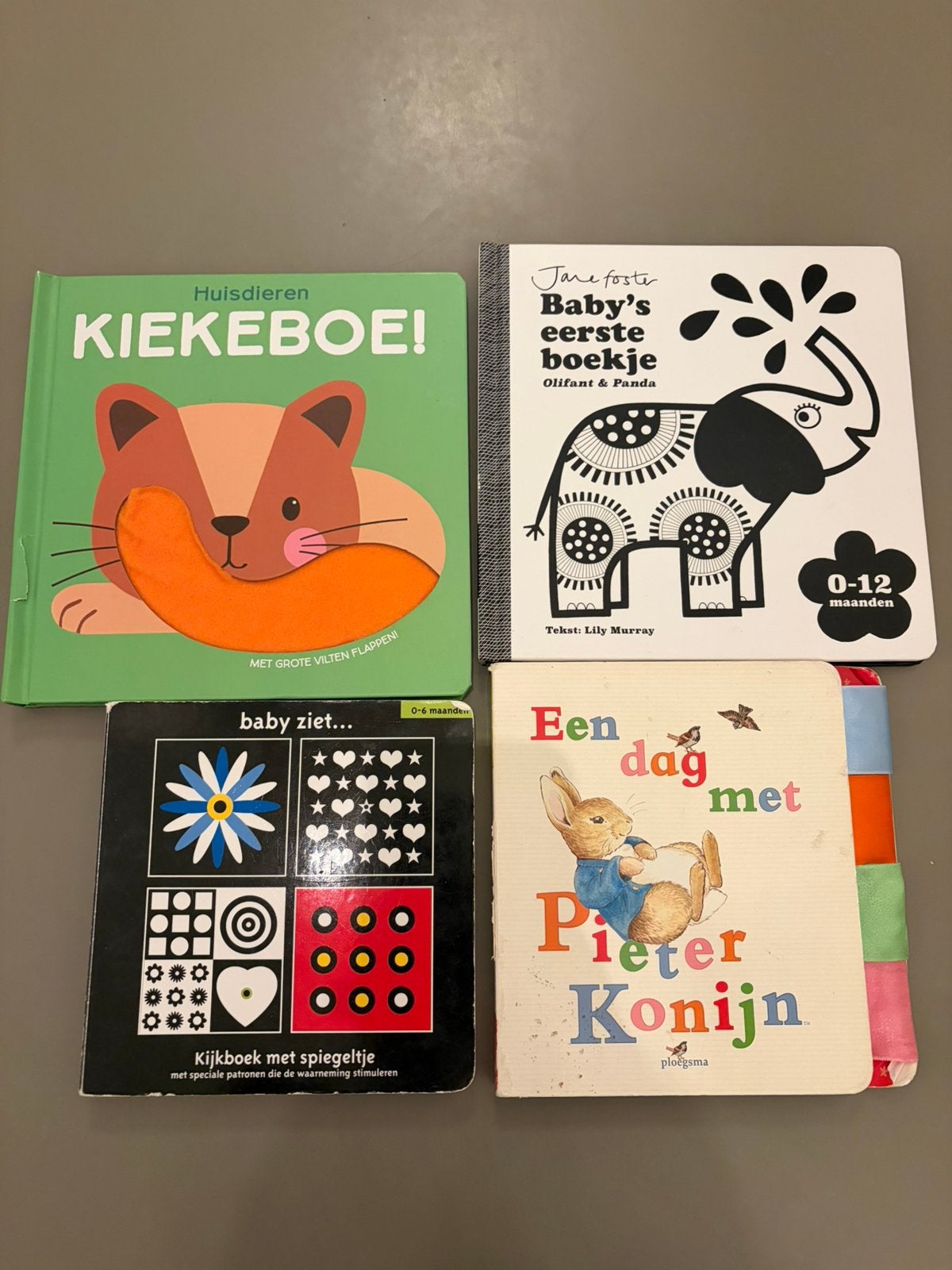 4 babyboekjes, Boeken, Ophalen of Verzenden, Gelezen, Uitklap-, Voel- of Ontdekboek, 6 tot 12 maanden