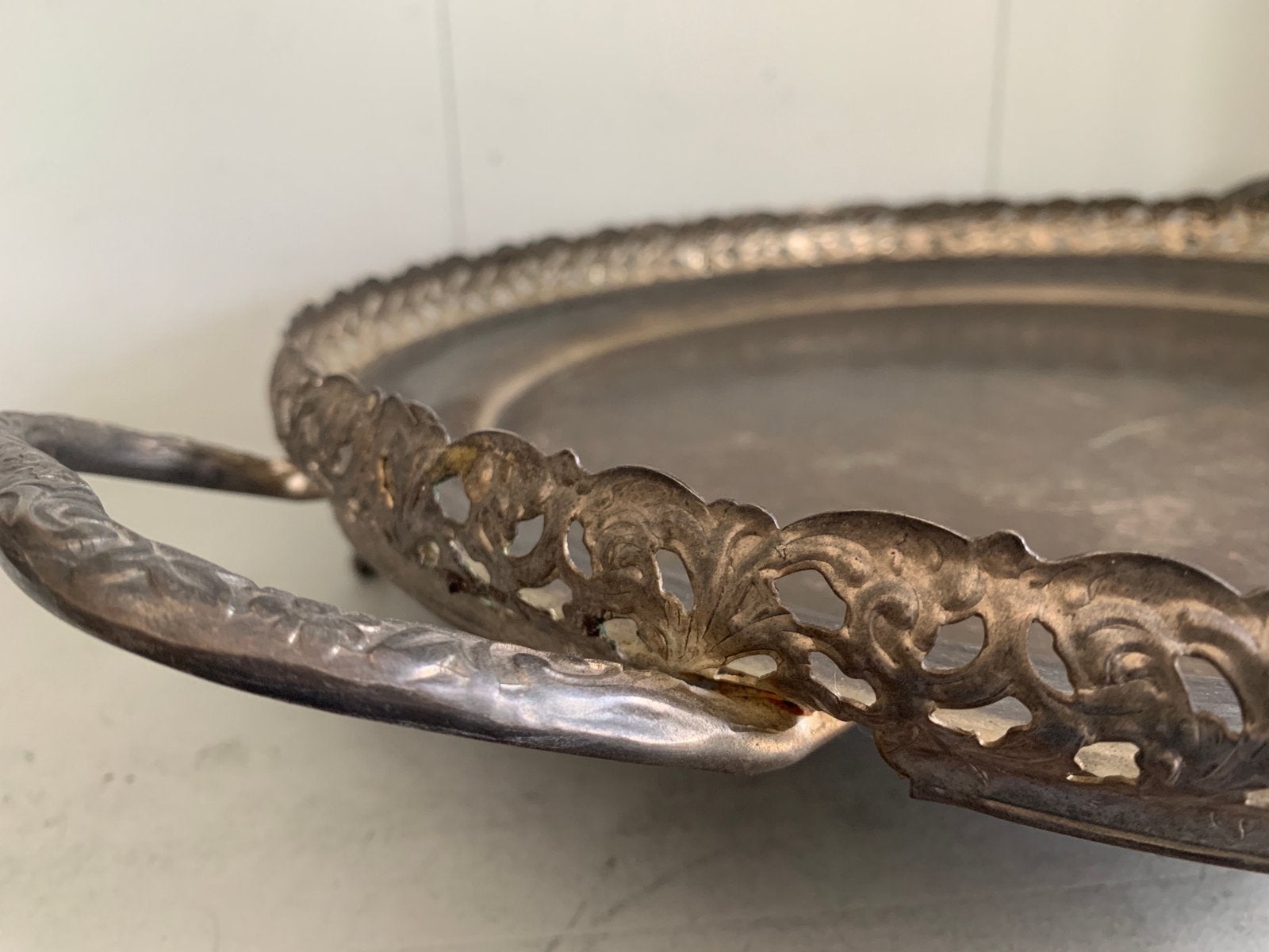 Antiek, verzilverd dienblad van F.B. Rogers Silver Co., Ophalen of Verzenden