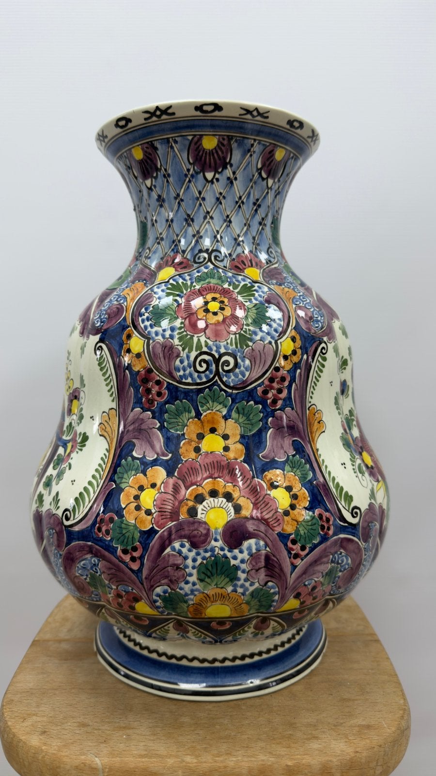 Polychroom vaas hand painted, Ophalen of Verzenden