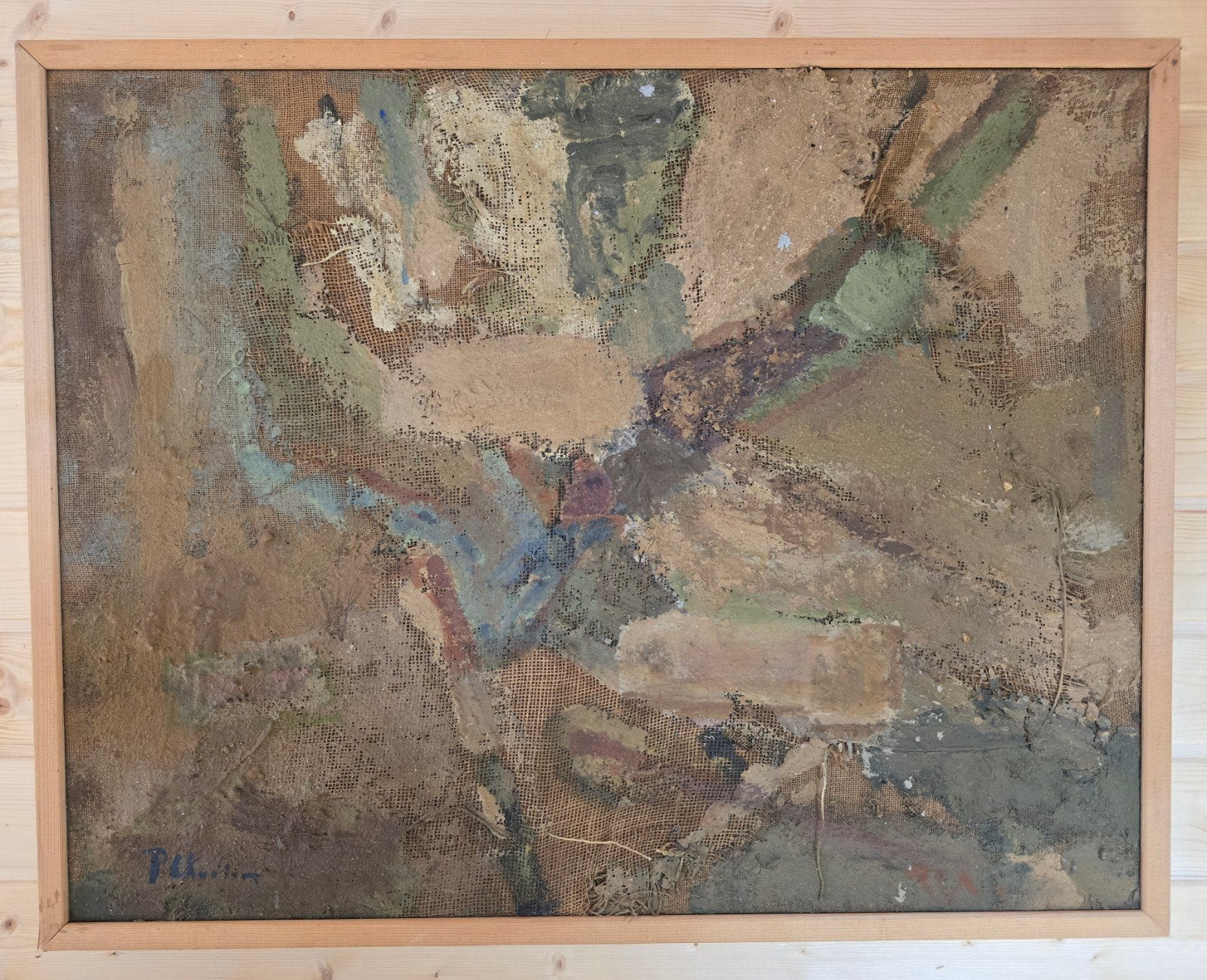 Zeer groot landschap P.C. Kuiper 100x75 cm -Voorsterklei1987, Ophalen of Verzenden