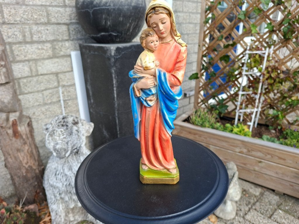 antiek beeld heilige maagt maria met baby christus, Ophalen of Verzenden