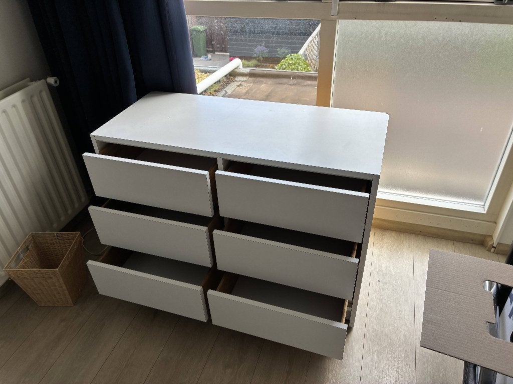 Ladekast wit 6 lades, Ophalen, 5 laden of meer, 150 tot 200 cm, Zo goed als nieuw