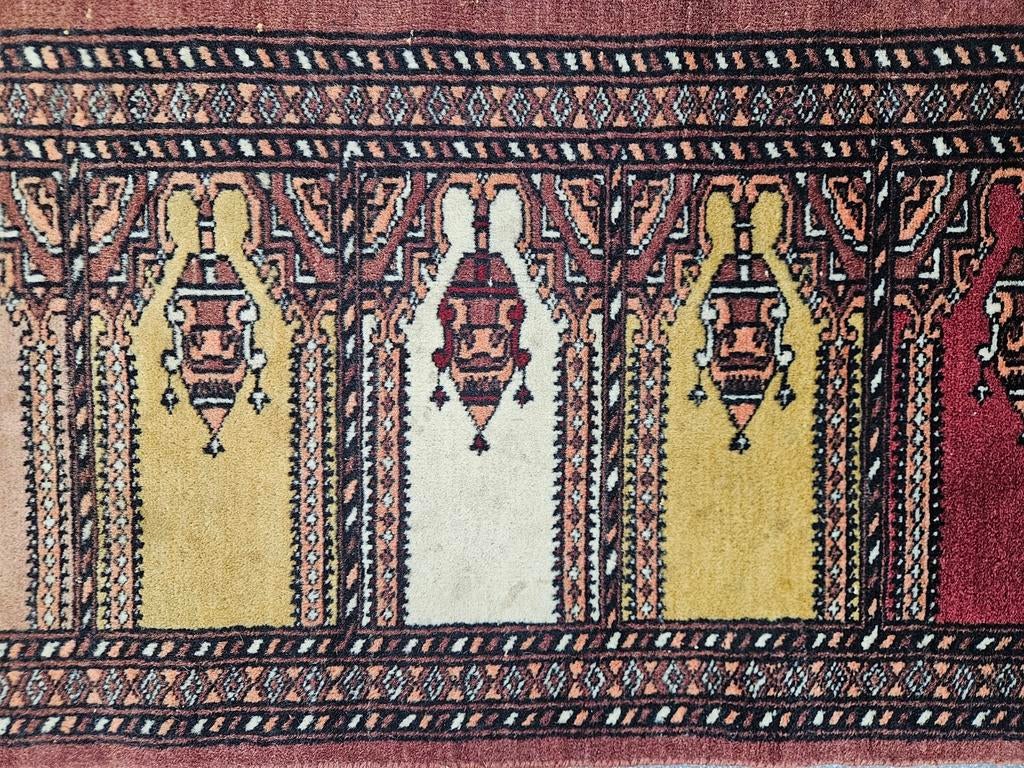 Handgeknoopt oosters wol tapijt loper Tafelkleed 47x125cm, Gebruikt, 100 tot 150 cm, Onbekend, Ophalen of Verzenden