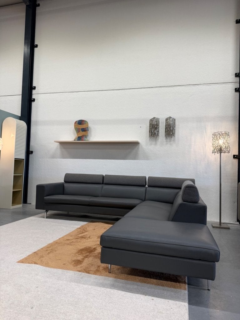 Nieuw Leolux Horatio Hoekbank Grijs leer Design Bank 290x280