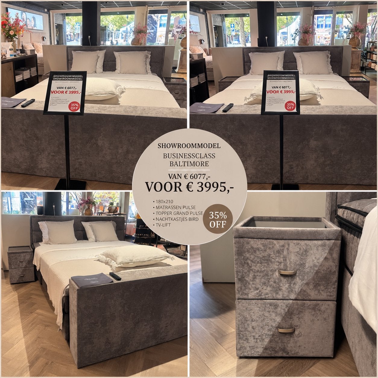 SHOWROOMMODEL – BOXSPRING BUSINESSCLASS 180x210, Ophalen, Nieuw, Tweepersoons
