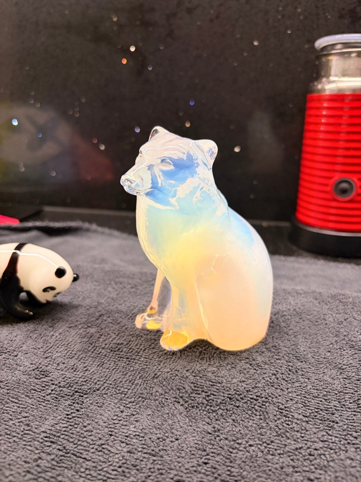 Opaalglas Beer en Panda Beeldjes - Decoratieve Dieren, Verzamelen, Ophalen of Verzenden, Zo goed als nieuw, Dier