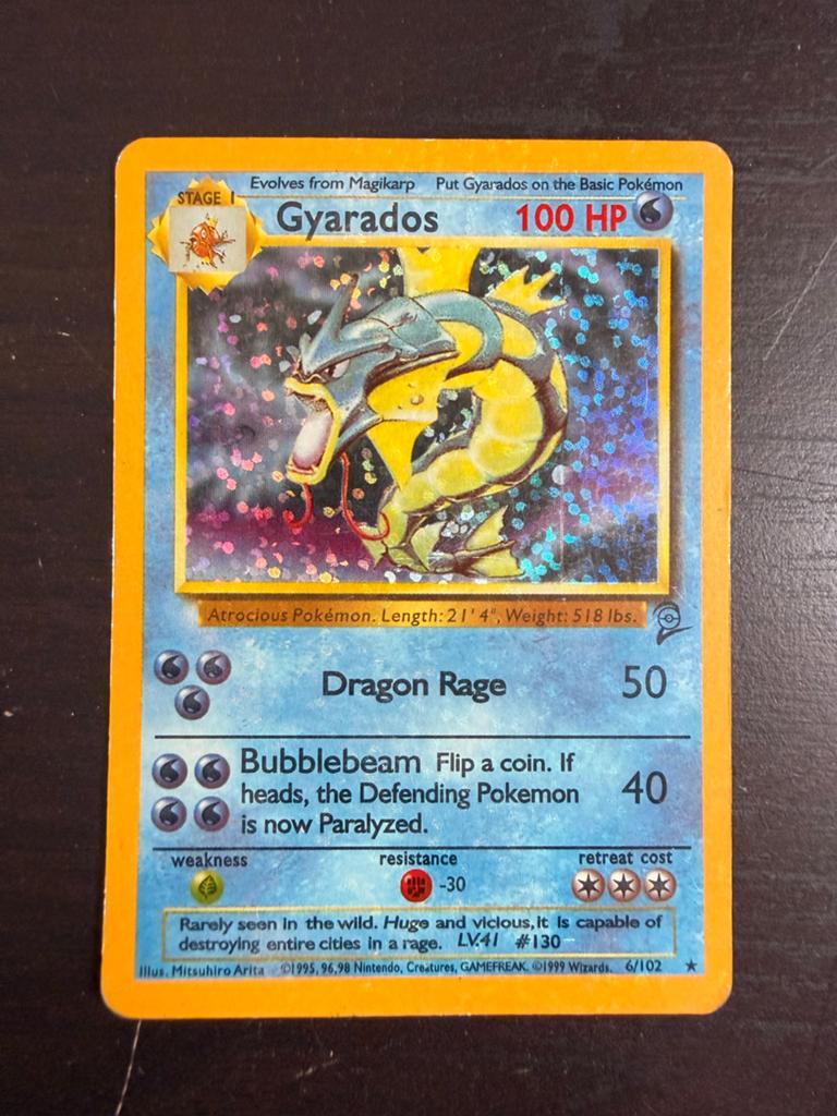 Pokémon Kaart Gyarados Holo (Base Set) - Zeldzaam!, Ophalen of Verzenden, Zo goed als nieuw, Losse kaart, Foil