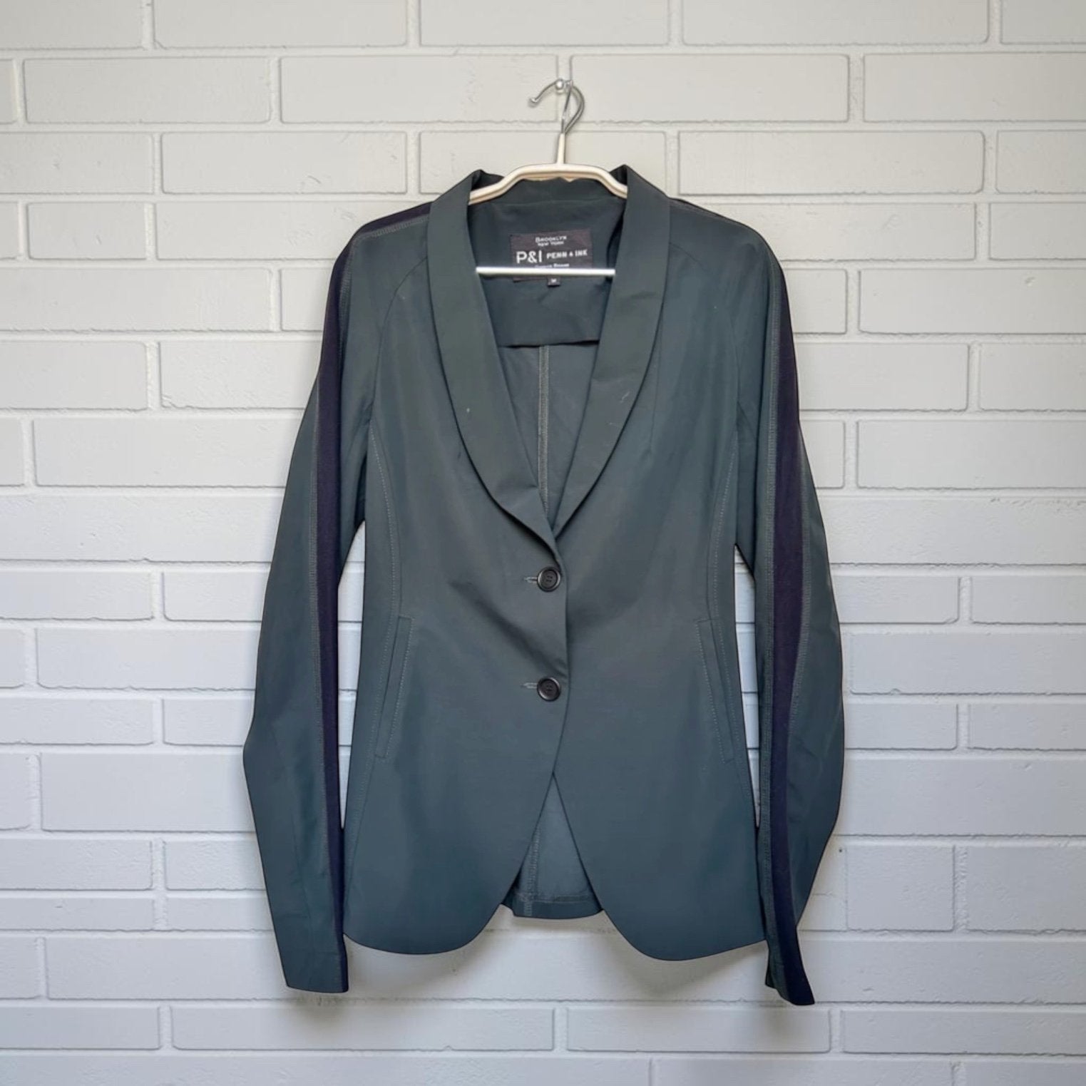 Penn & Ink Blazer Maat 36 Donker Grijs Travelstof Sjiek, Kleding | Dames, Verzenden, Pi, Zo goed als nieuw, Grijs