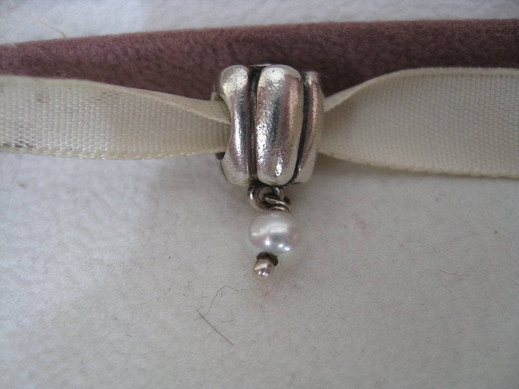 Pandora Bedel met Parel en zikonia, Verzenden, Zo goed als nieuw, Zilver, Pandora