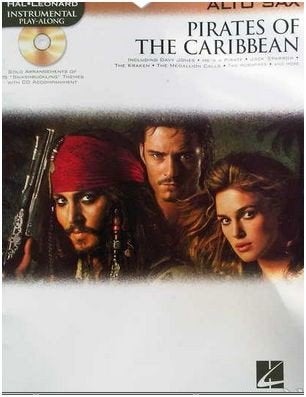 Altsaxofoon: Pirates of The Caribbean + cd-alto sax, Gebruikt, Overige genres, Saxofoon, Ophalen of Verzenden